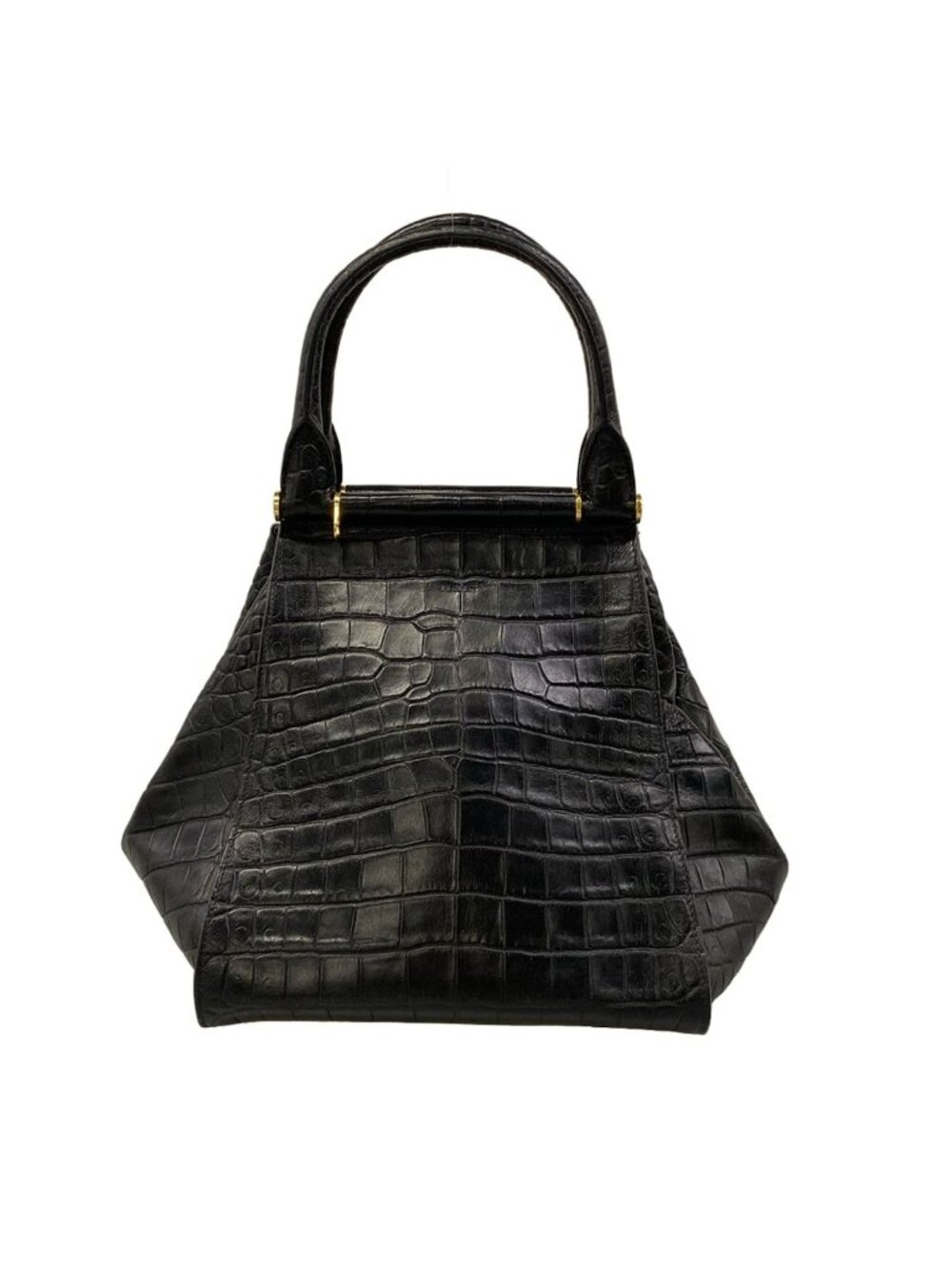 Max Mara Handbag Black Embossed Leather